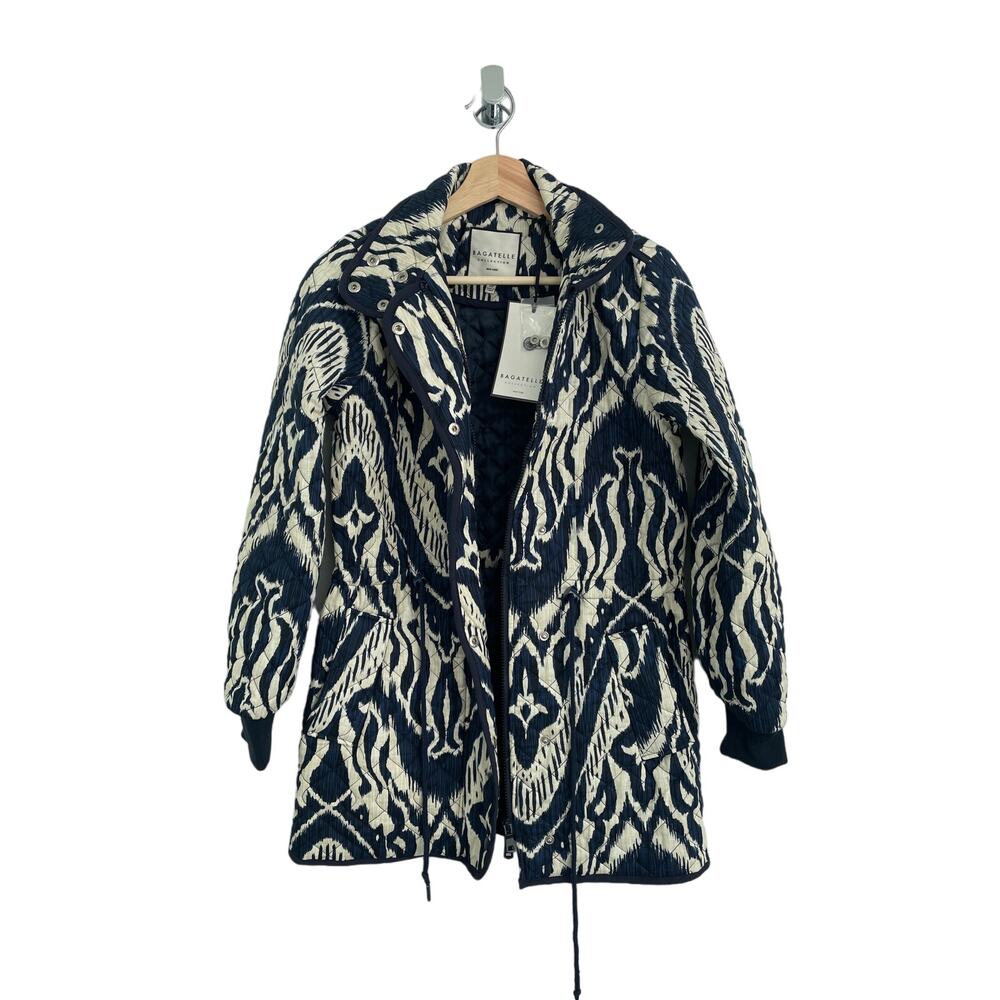 Bagatelle Collection Navy & Cream Quilted Cotton Anorak Jacket - XS, NWT